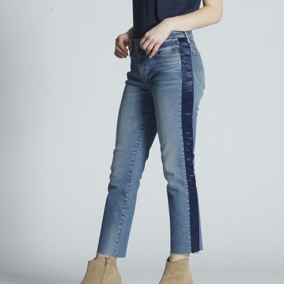Driftwood Candace Cut Off Crop Straight Jeans with Satin - Picture 1 of 4
